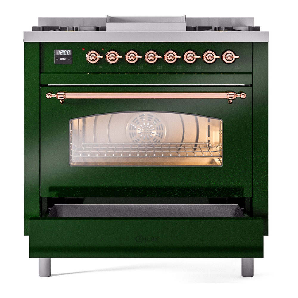 Nostalgie II 36 inch Dual Fuel Range with 6 Burners and Griddle UP36FNMPEGPLP