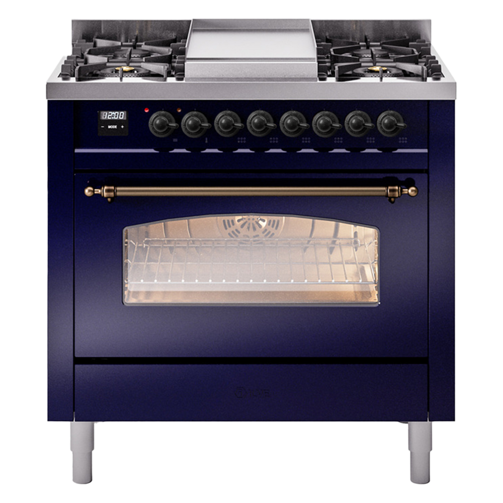 Nostalgie II 36 inch Dual Fuel Range with 6 Burners and Griddle UP36FNMPMBB