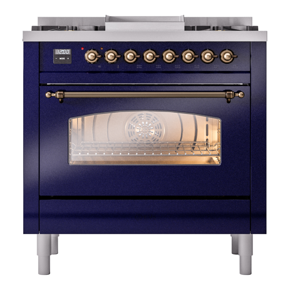 Nostalgie II 36 inch Dual Fuel Range with 6 Burners and Griddle UP36FNMPMBB