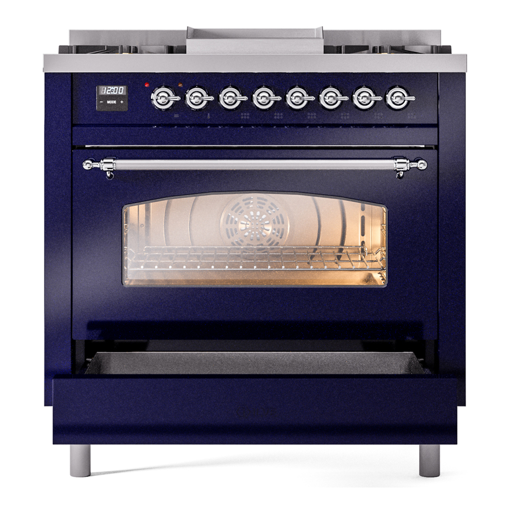 Nostalgie II 36 inch Dual Fuel Range with 6 Burners and Griddle UP36FNMPMBCLP