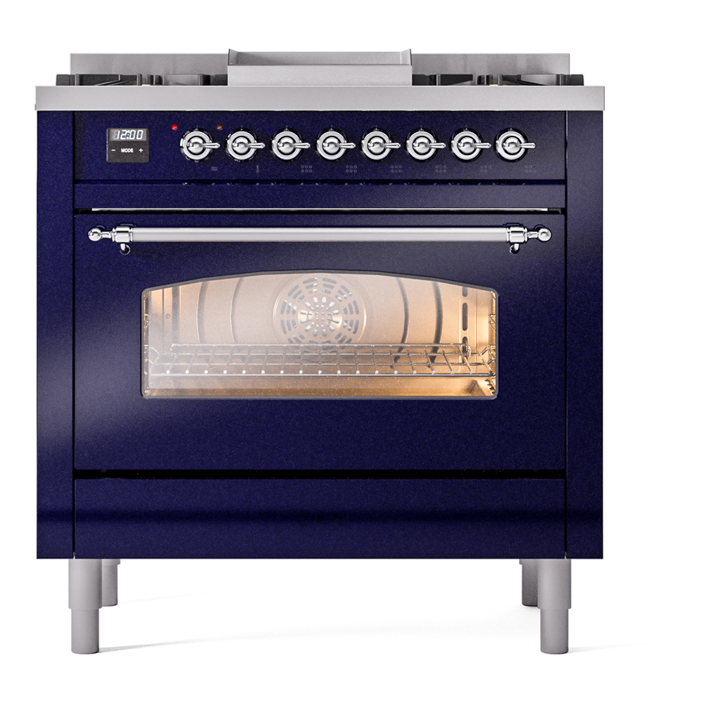 Nostalgie II 36 inch Dual Fuel Range with 6 Burners and Griddle UP36FNMPMBC