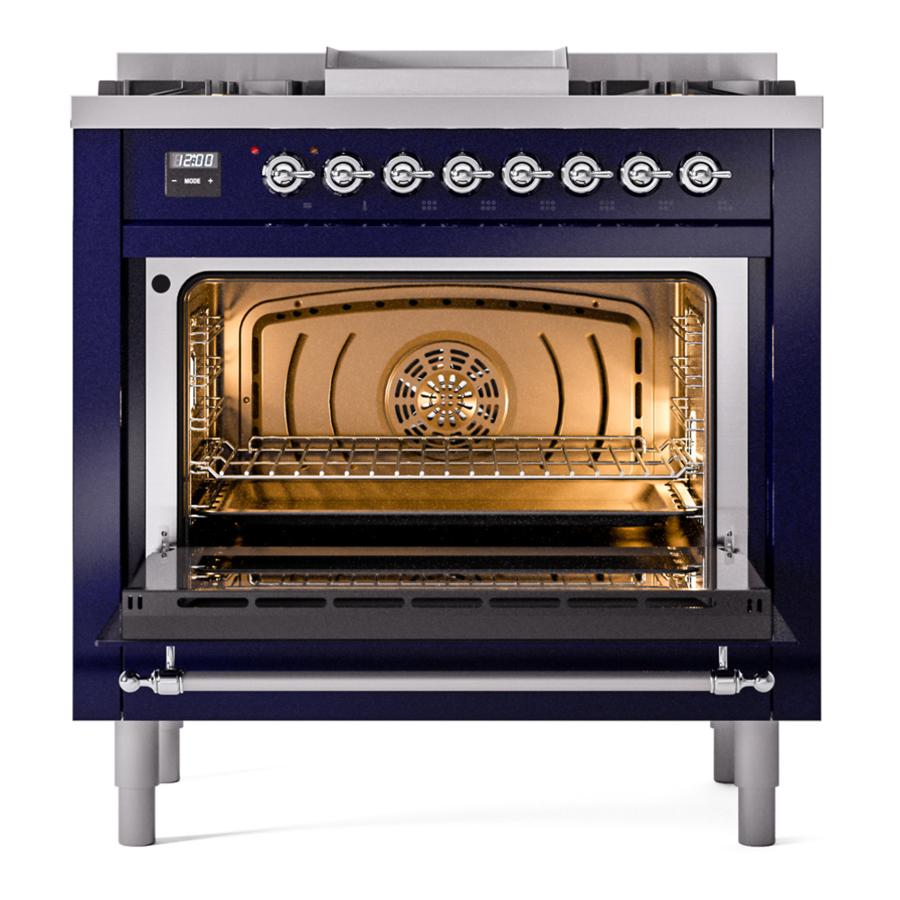 Nostalgie II 36 inch Dual Fuel Range with 6 Burners and Griddle UP36FNMPMBC