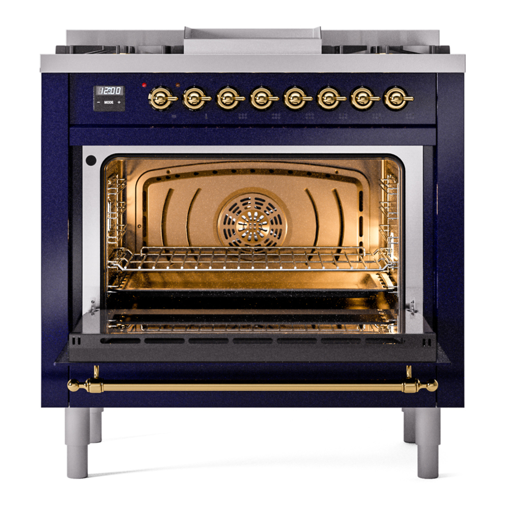 Nostalgie II 36 inch Dual Fuel Range with 6 Burners and Griddle UP36FNMPMBGLP