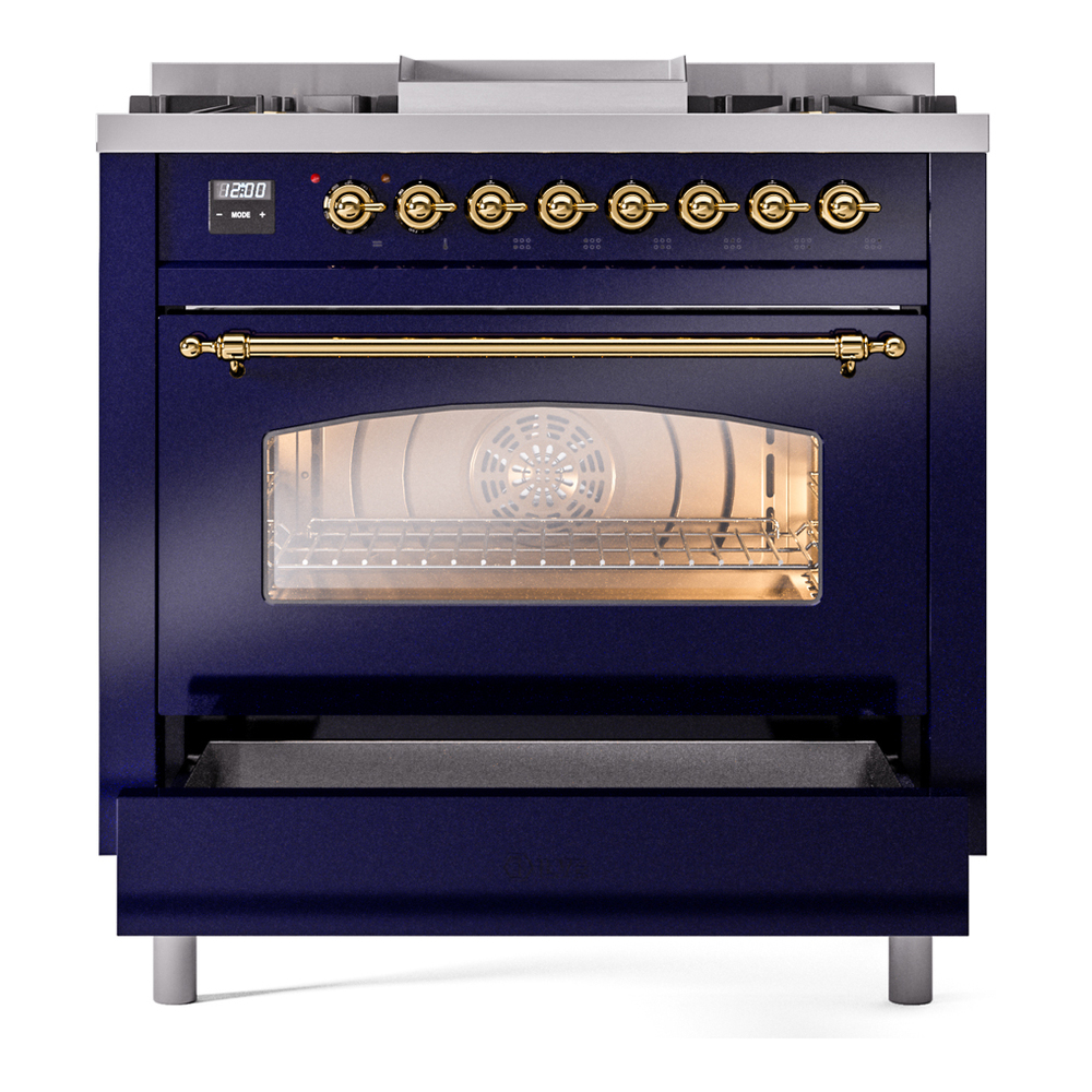Nostalgie II 36 inch Dual Fuel Range with 6 Burners and Griddle UP36FNMPMBGLP