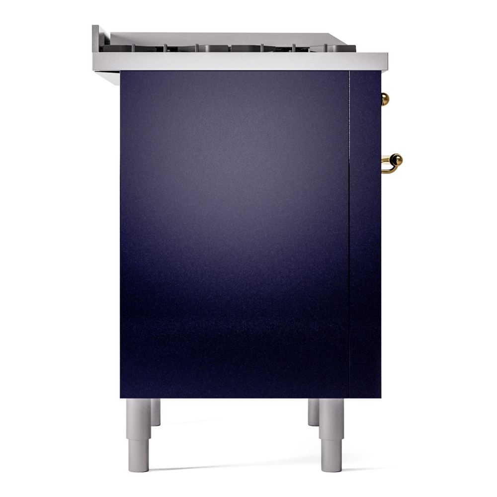 Nostalgie II 36 UP36FNMPMBG Freestanding Dual Fuel Range with 6 Sealed Burners with Griddle Single Oven with Triple Glass Door with Brass knobs UP36FNMPMBG