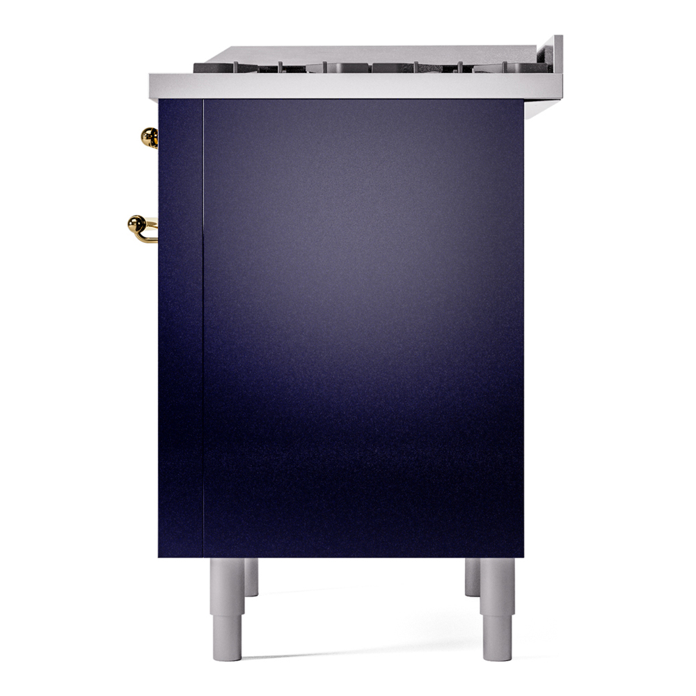 Nostalgie II 36 UP36FNMPMBG Freestanding Dual Fuel Range with 6 Sealed Burners with Griddle Single Oven with Triple Glass Door with Brass knobs UP36FNMPMBG