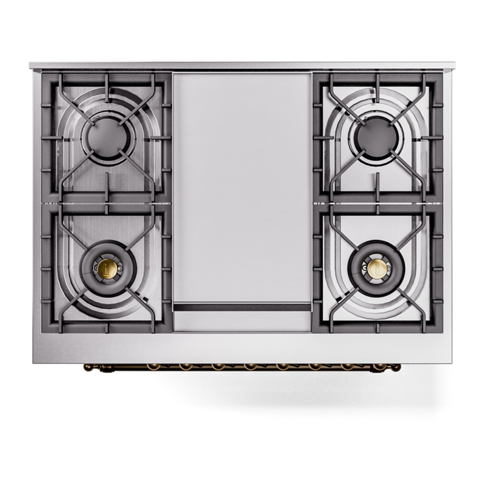 Nostalgie II 36 UP36FNMPMGB Freestanding Dual Fuel Range with 6 Sealed Burners with Griddle Single Oven with Triple Glass Door with Bronze knobs UP36FNMPMGBLP