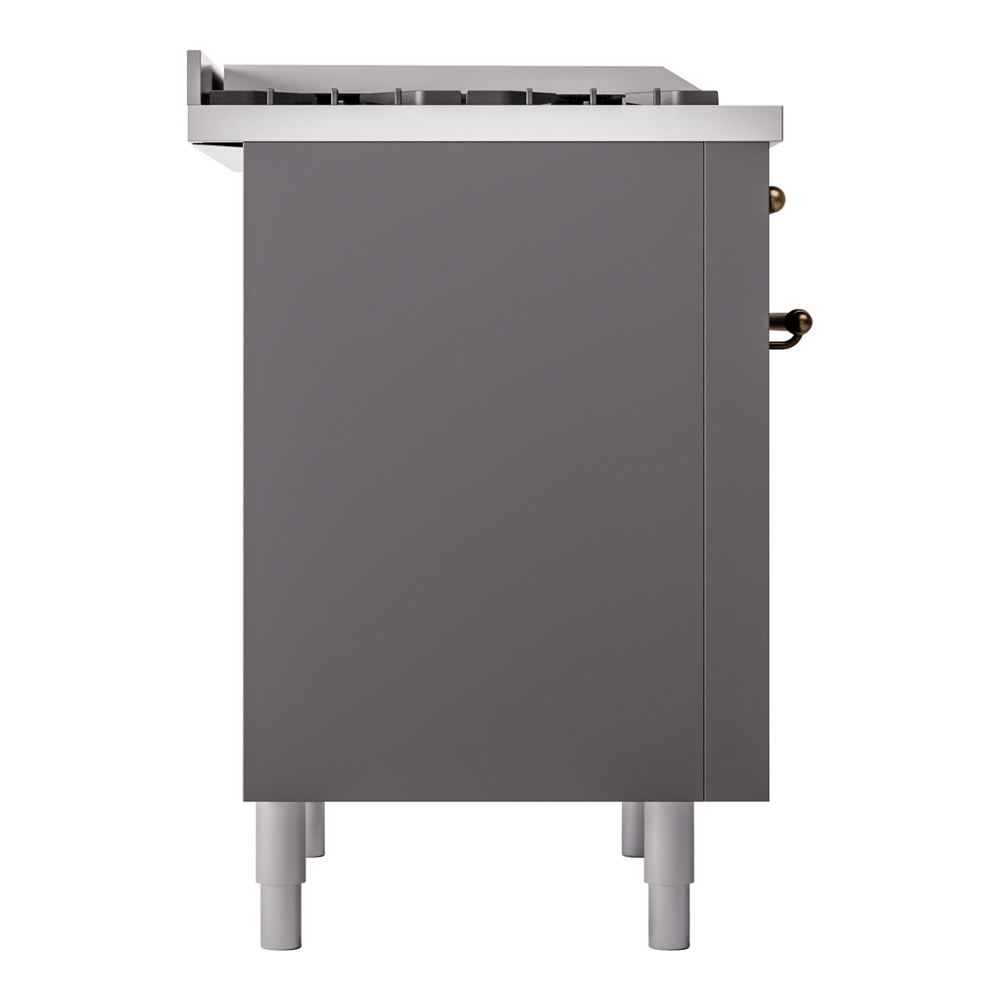 Nostalgie II 36 UP36FNMPMGB Freestanding Dual Fuel Range with 6 Sealed Burners with Griddle Single Oven with Triple Glass Door with Bronze knobs UP36FNMPMGBLP