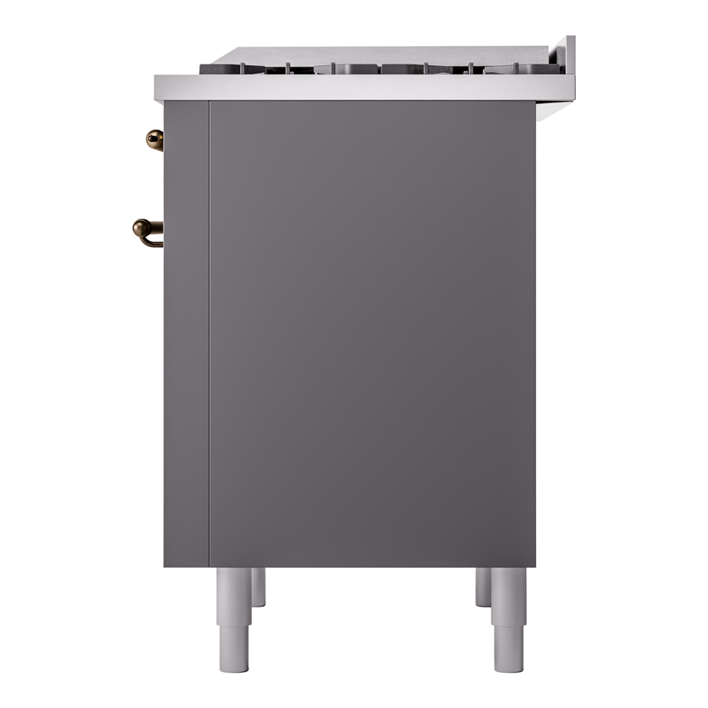 Nostalgie II 36 UP36FNMPMGB Freestanding Dual Fuel Range with 6 Sealed Burners with Griddle Single Oven with Triple Glass Door with Bronze knobs UP36FNMPMGBLP