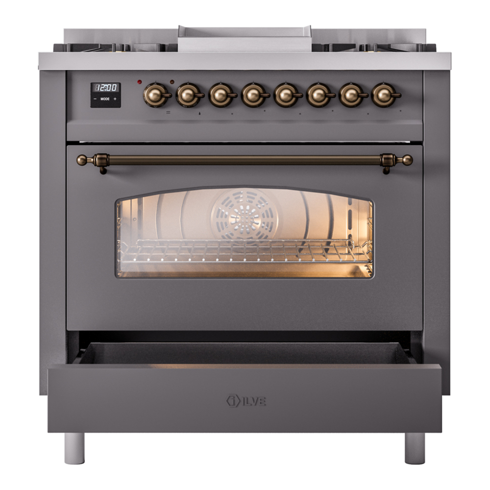 Nostalgie II 36 inch Dual Fuel Range with 6 Burners and Griddle UP36FNMPMGB