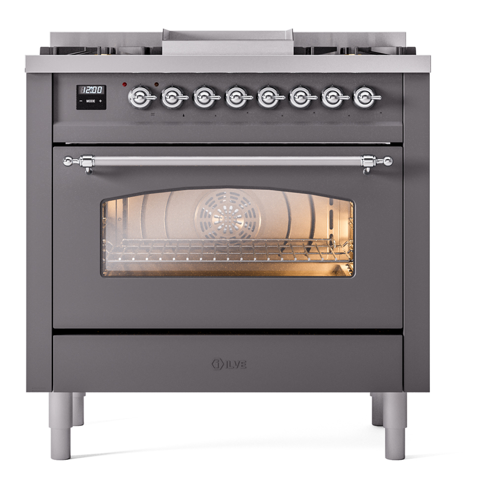 Nostalgie II 36 inch Dual Fuel Range with 6 Burners and Griddle UP36FNMPMGCLP