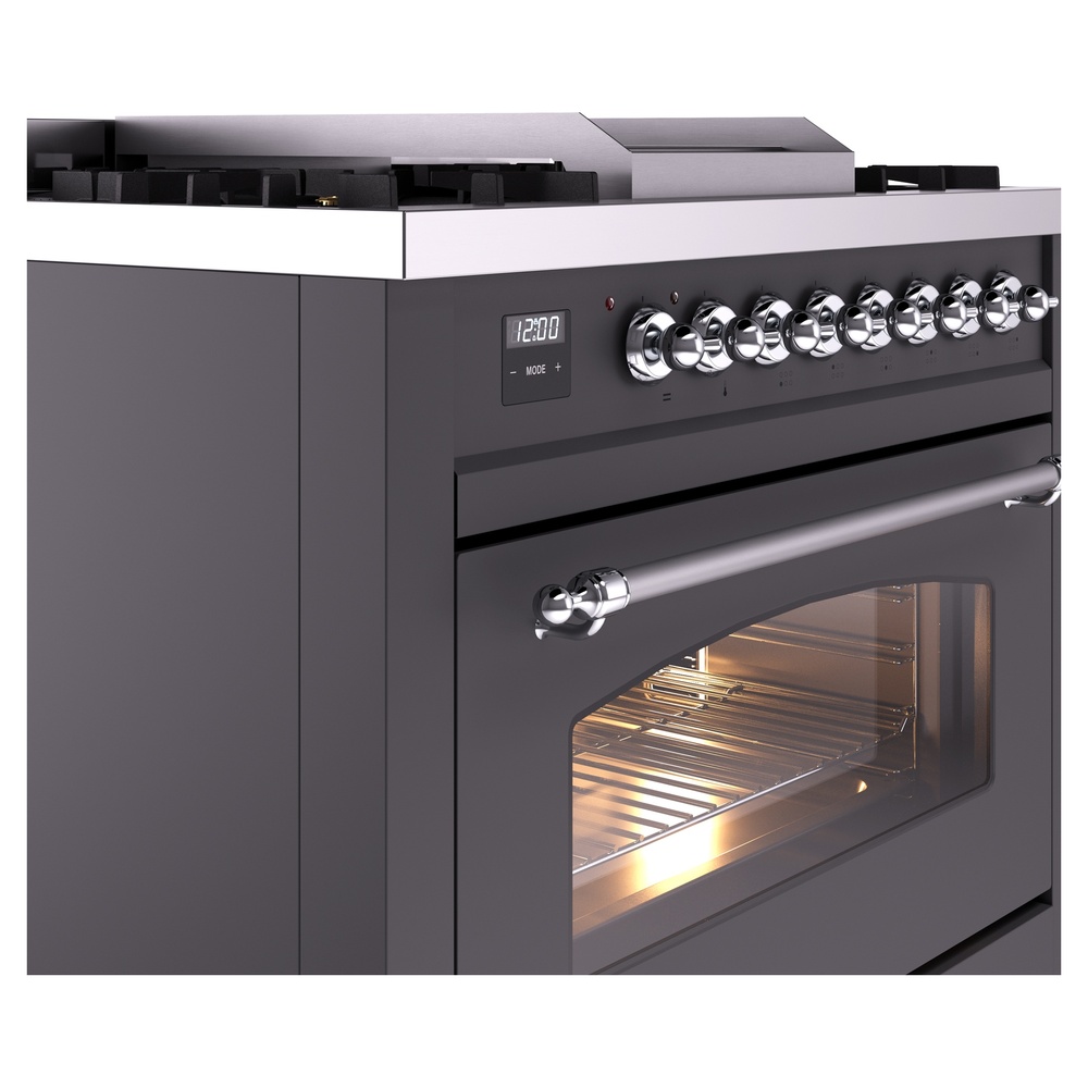 Nostalgie II 36 inch Dual Fuel Range with 6 Burners and Griddle UP36FNMPMGCLP