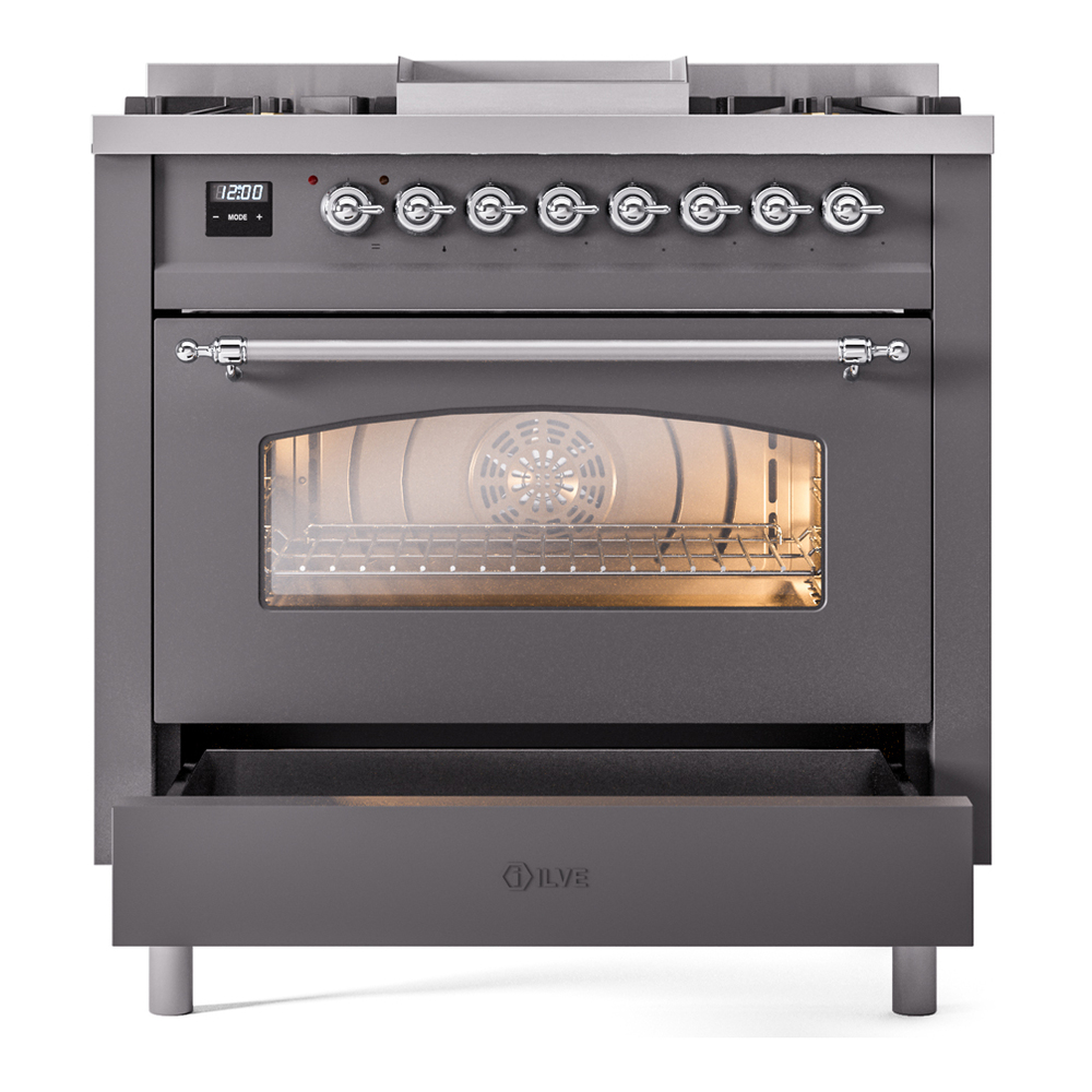 Nostalgie II 36 inch Dual Fuel Range with 6 Burners and Griddle UP36FNMPMGC