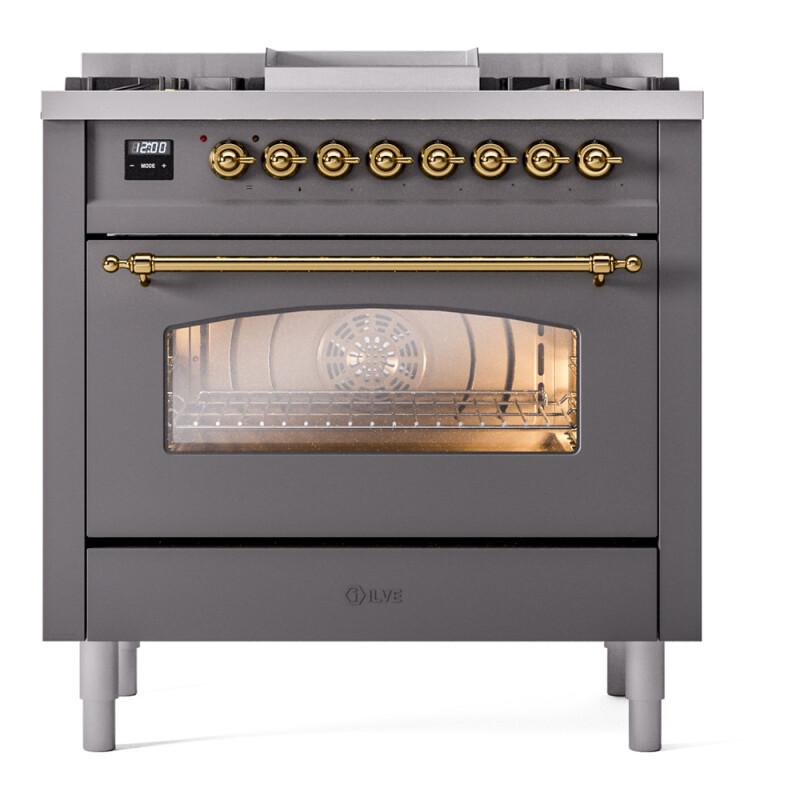 Nostalgie II 36 inch Dual Fuel Range with 6 Burners and Griddle UP36FNMPMGG