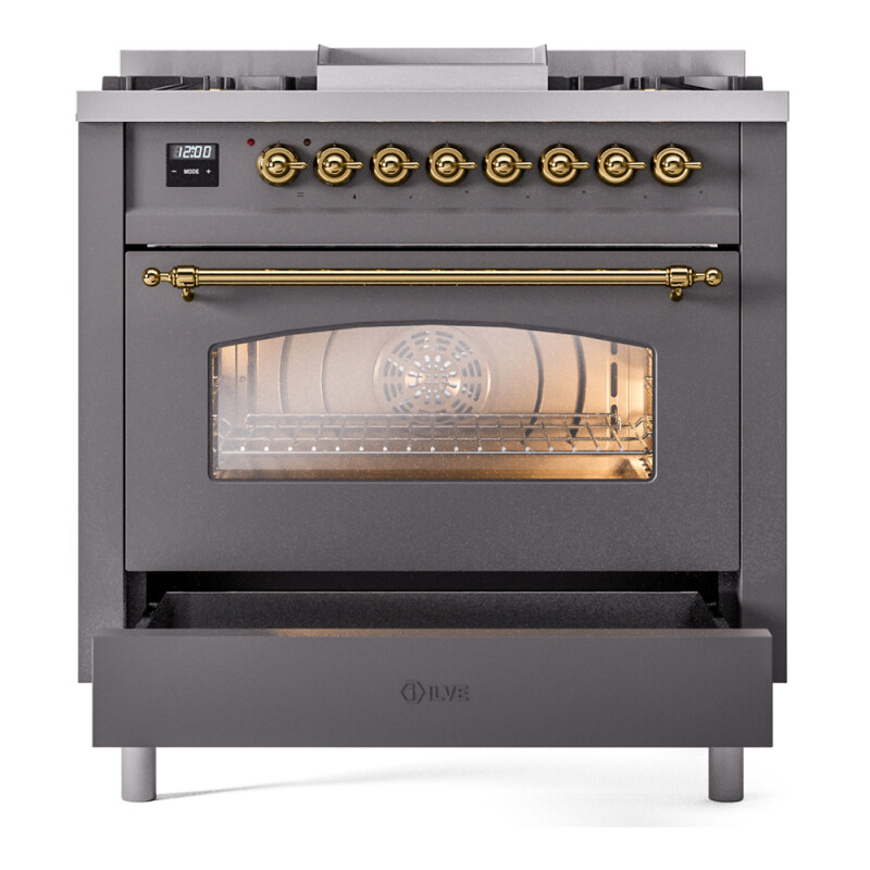 Nostalgie II 36 inch Dual Fuel Range with 6 Burners and Griddle UP36FNMPMGG
