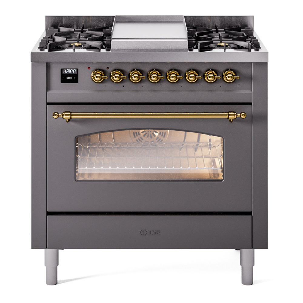 Nostalgie II 36 inch Dual Fuel Range with 6 Burners and Griddle UP36FNMPMGGLP