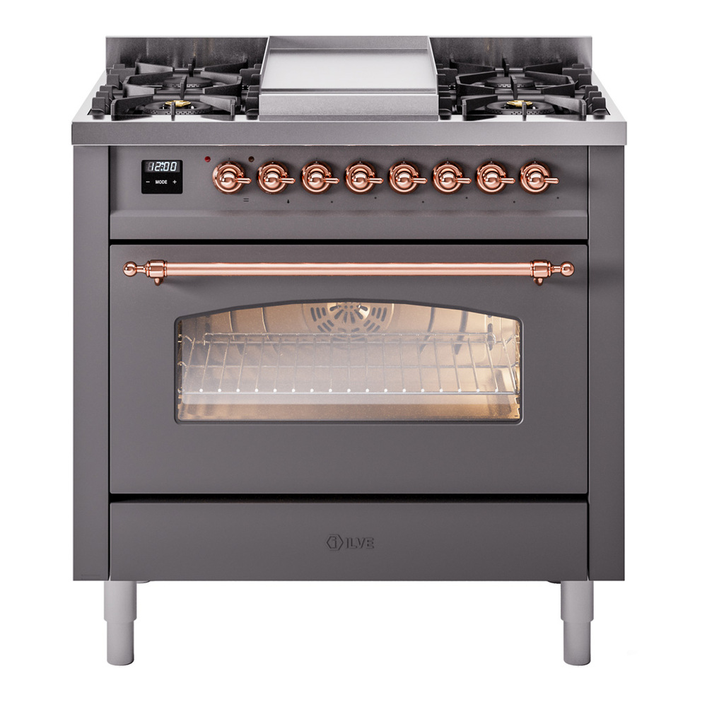 Nostalgie II 36 inch Dual Fuel Range with 6 Burners and Griddle UP36FNMPMGPLP