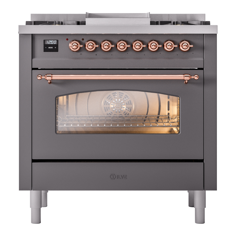Nostalgie II 36 inch Dual Fuel Range with 6 Burners and Griddle UP36FNMPMGP