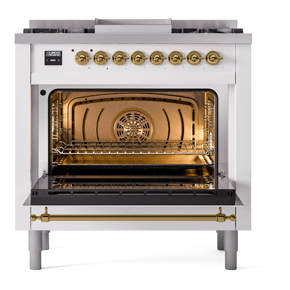 Nostalgie II 36 inch Dual Fuel Range with 6 Burners and Griddle UP36FNMPRAGLP