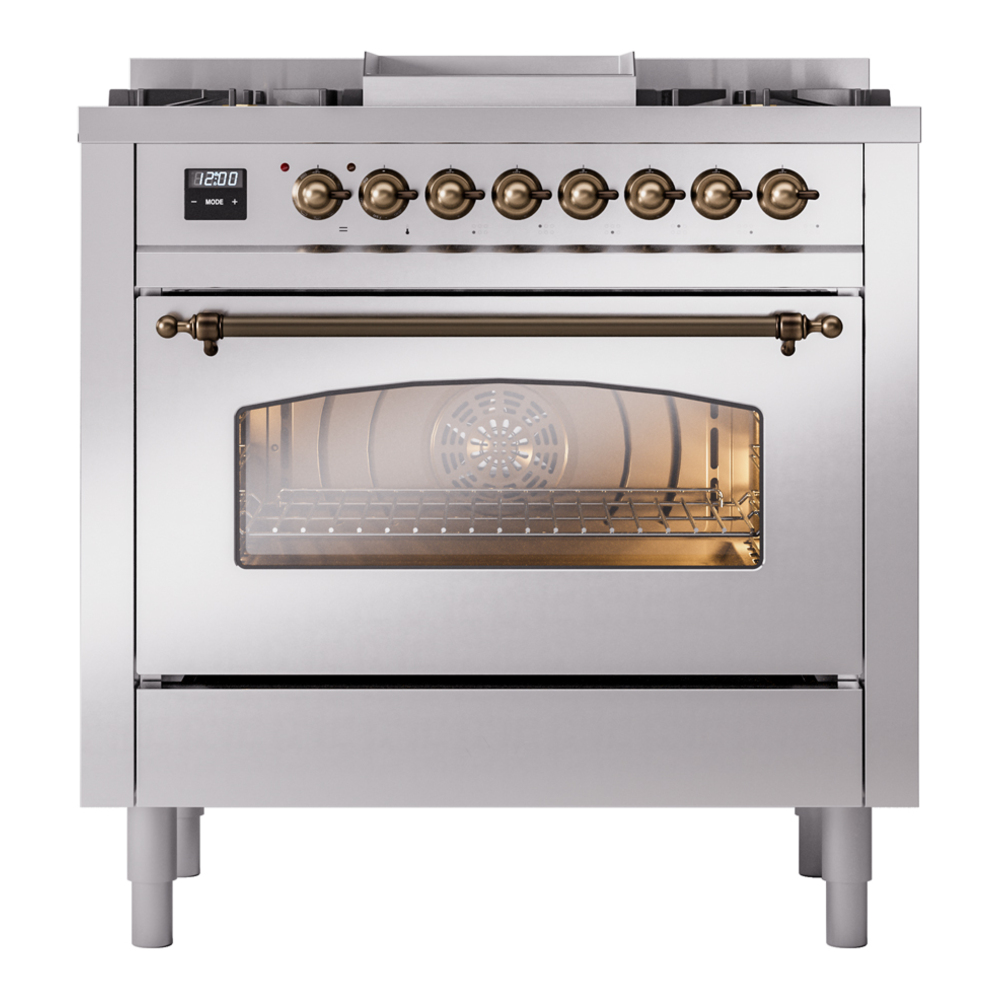 Nostalgie II 36 inch Dual Fuel Range with 6 Burners and Griddle UP36FNMPSSB