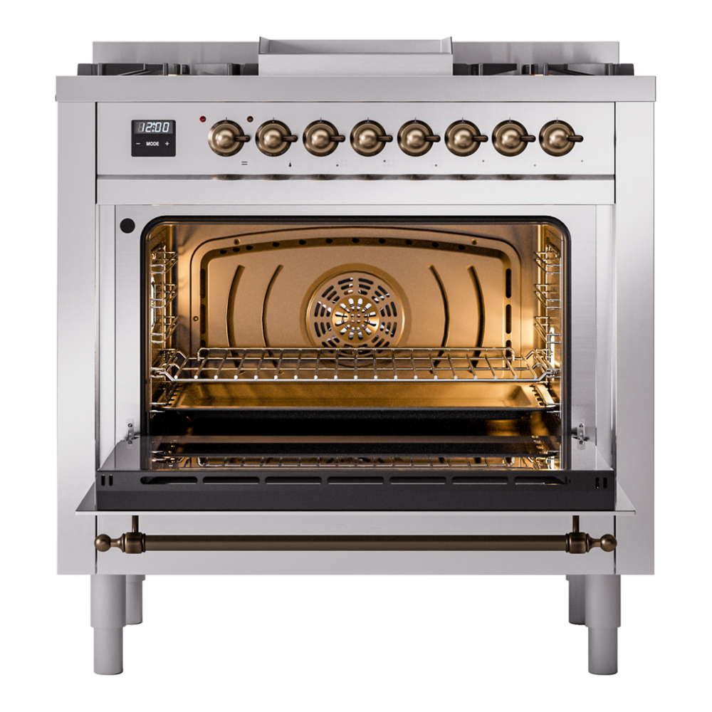 Nostalgie II 36 inch Dual Fuel Range with 6 Burners and Griddle UP36FNMPSSB