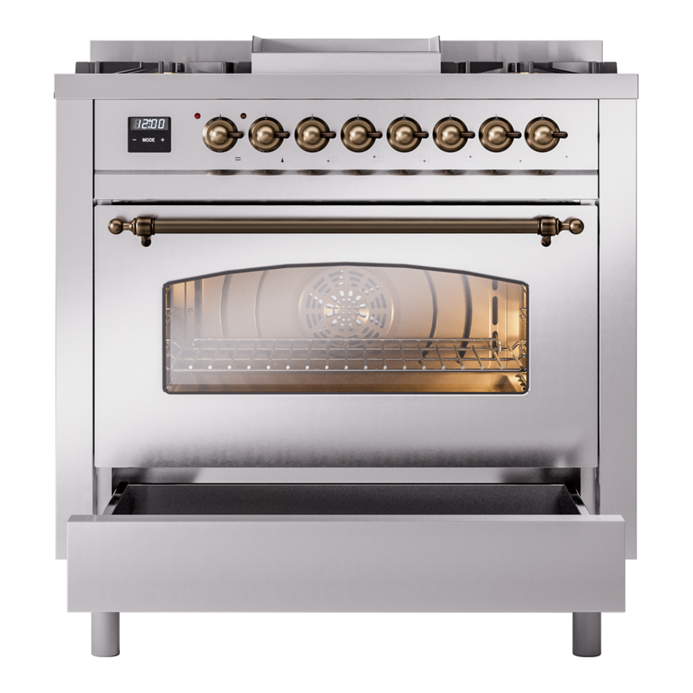 Nostalgie II 36 inch Dual Fuel Range with 6 Burners and Griddle UP36FNMPSSB