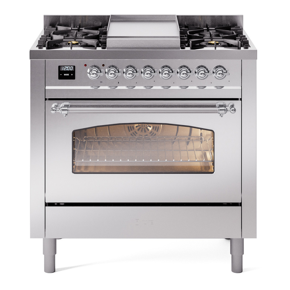 Nostalgie II 36 inch Dual Fuel Range with 6 Burners and Griddle UP36FNMPSSC