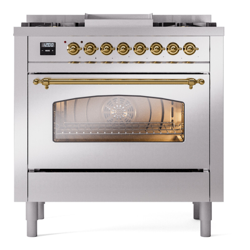 Nostalgie II 36 inch Dual Fuel Range with 6 Burners and Griddle UP36FNMPSSGLP