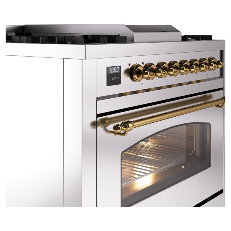 Nostalgie II 36 inch Dual Fuel Range with 6 Burners and Griddle UP36FNMPSSGLP