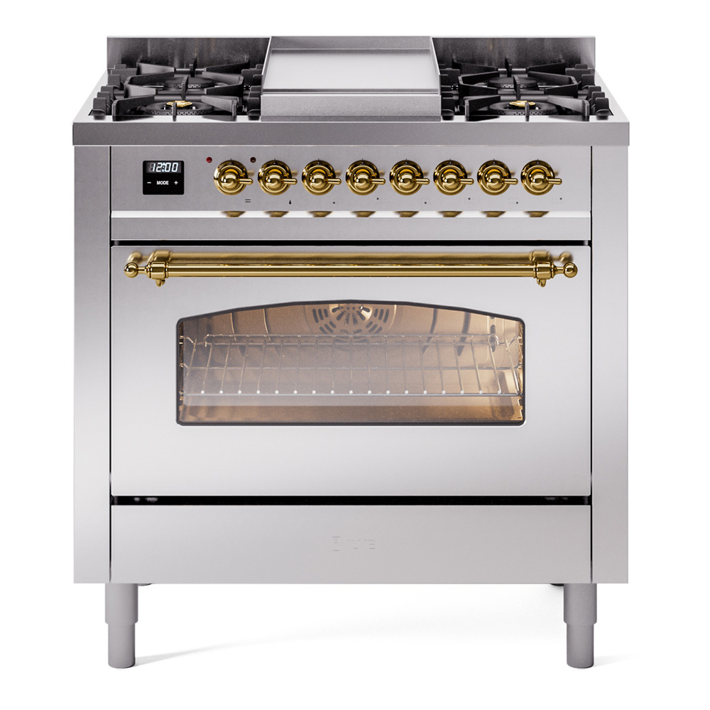 Nostalgie II 36 inch Dual Fuel Range with 6 Burners and Griddle UP36FNMPSSG