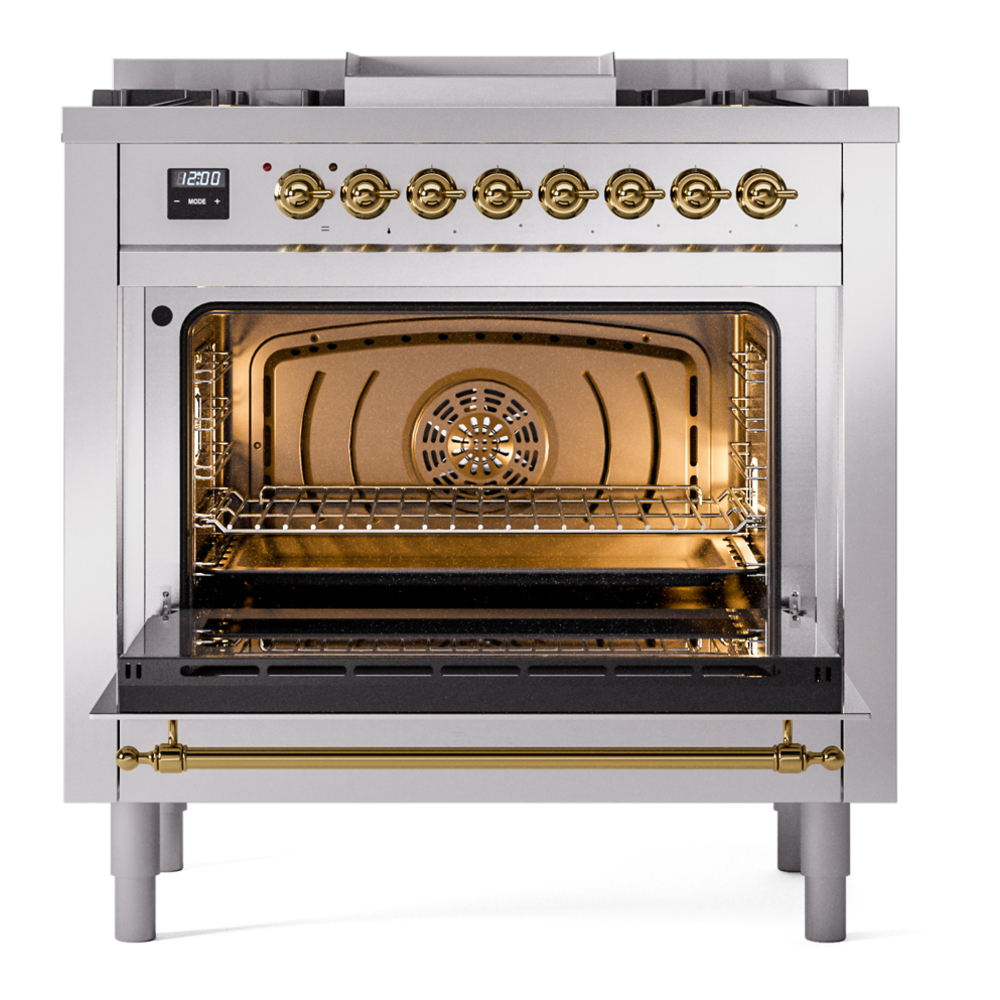Nostalgie II 36 inch Dual Fuel Range with 6 Burners and Griddle UP36FNMPSSG