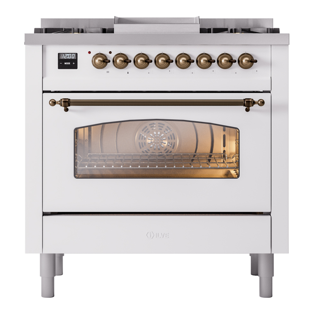 Nostalgie II 36 inch Dual Fuel Range with 6 Burners and Griddle UP36FNMPWHB
