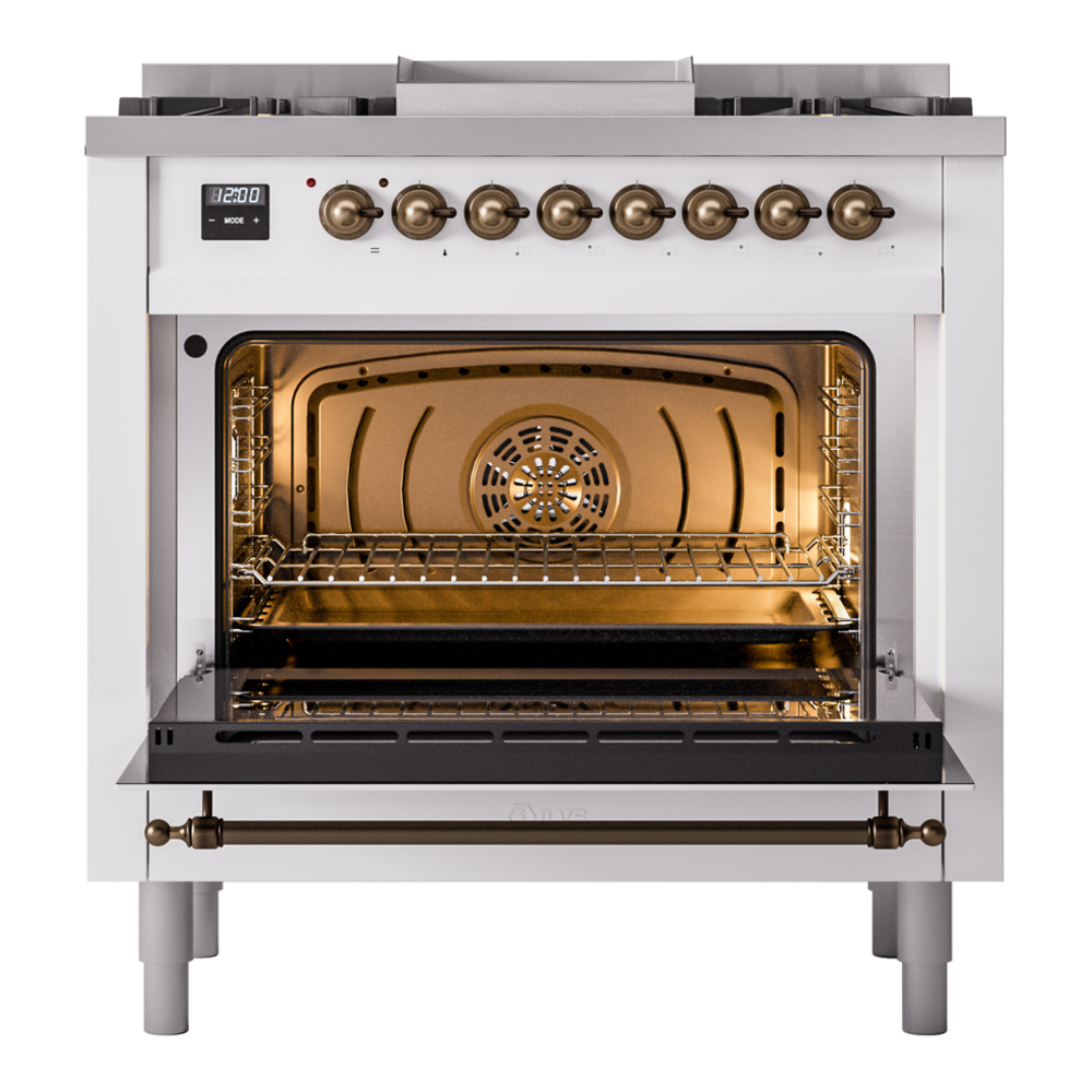 Nostalgie II 36 inch Dual Fuel Range with 6 Burners and Griddle UP36FNMPWHB