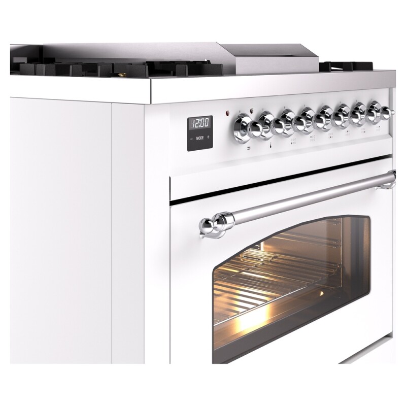 Nostalgie II 36 inch Dual Fuel Range with 6 Burners and Griddle UP36FNMPWHCLP