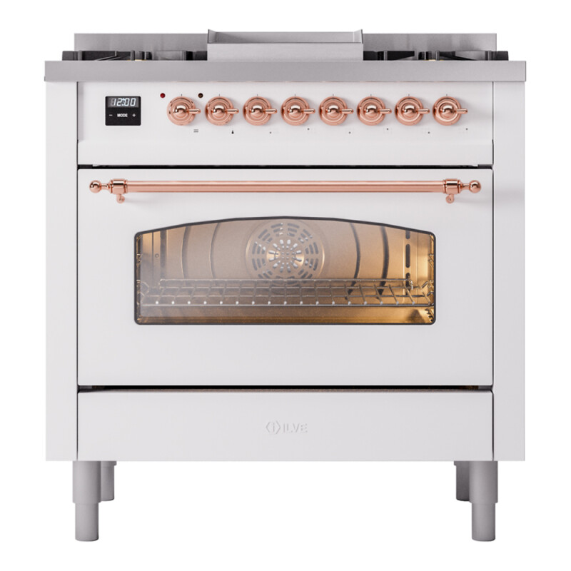 Nostalgie II 36 inch Dual Fuel Range with 6 Burners and Griddle UP36FNMPWHP