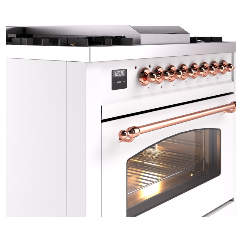 Nostalgie II 36 inch Dual Fuel Range with 6 Burners and Griddle UP36FNMPWHP