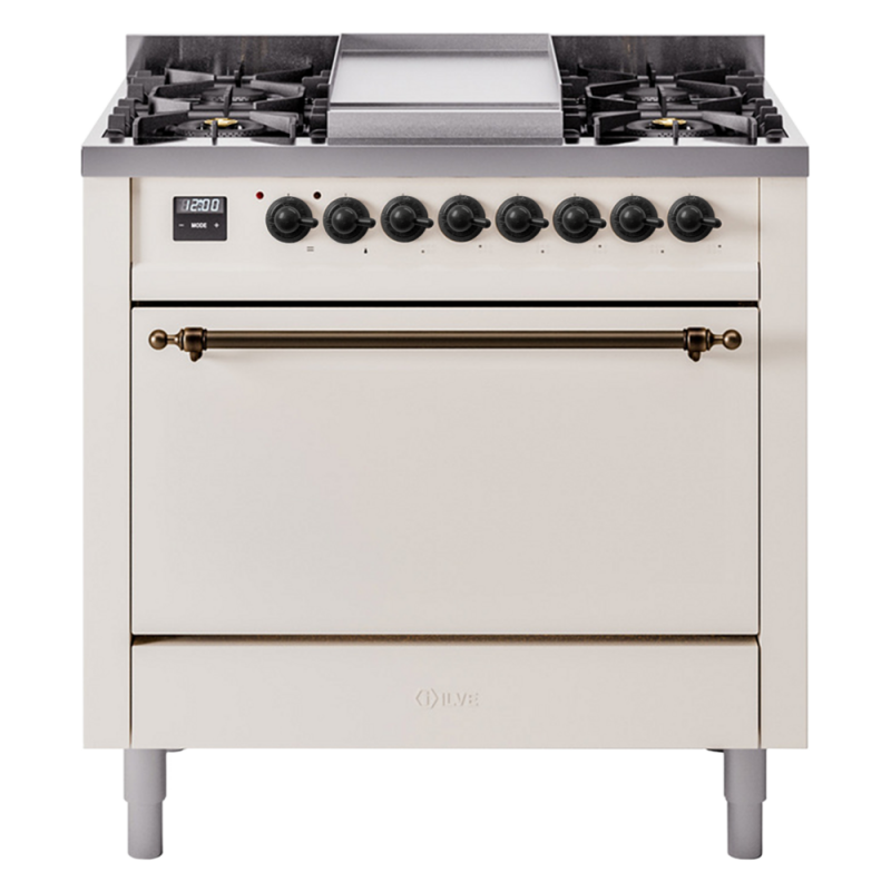 Nostalgie II 36 inch Dual Fuel Range with 6 Burners and Griddle UP36FQNMPAWBLP