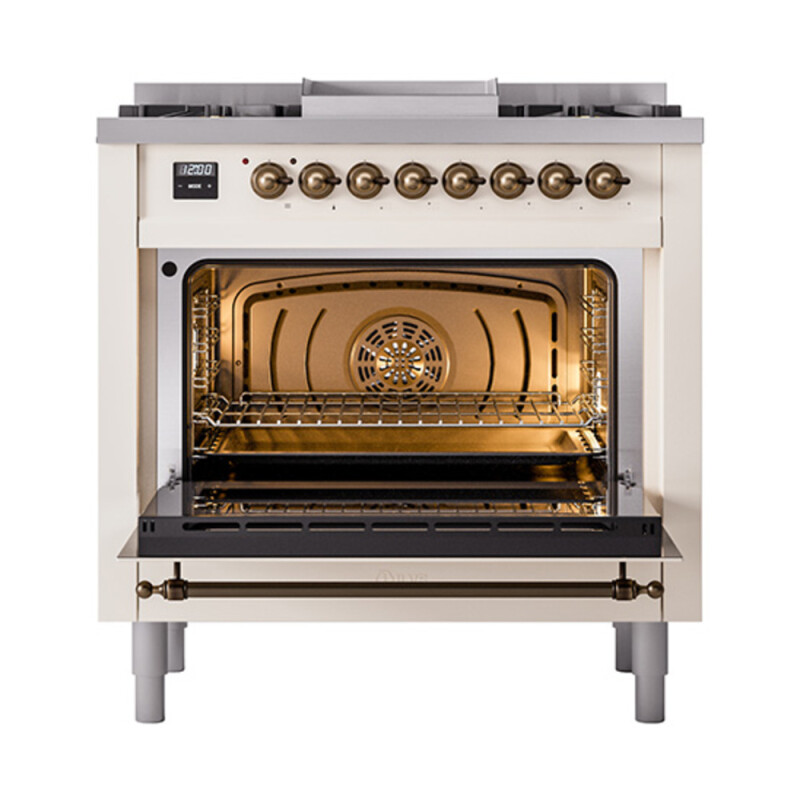 Nostalgie II 36 inch Dual Fuel Range with 6 Burners and Griddle UP36FQNMPAWBLP