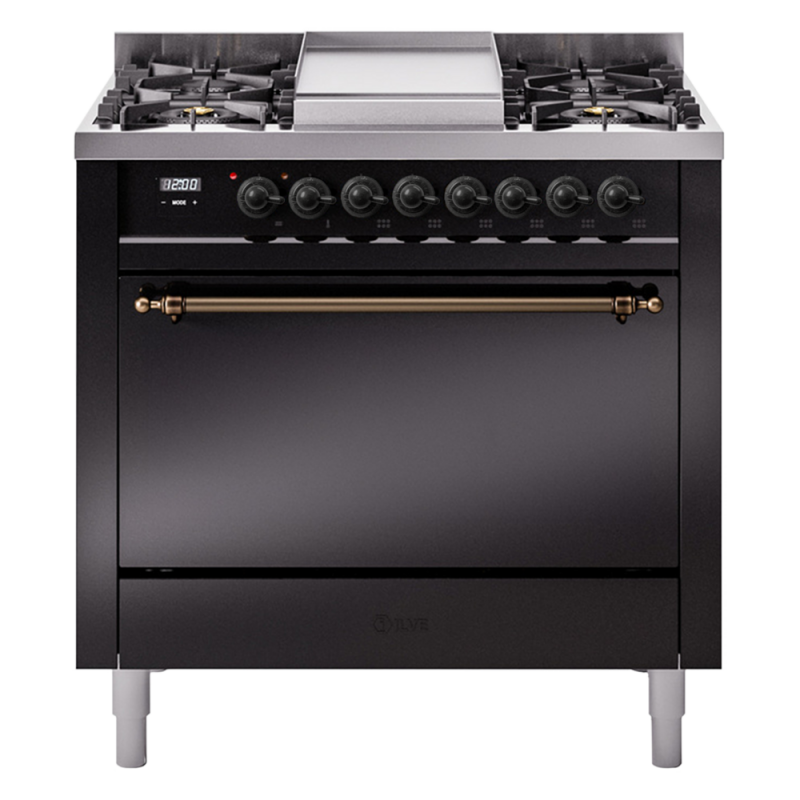 Nostalgie II 36 inch Dual Fuel Range with 6 Burners and Griddle UP36FQNMPBKBLP