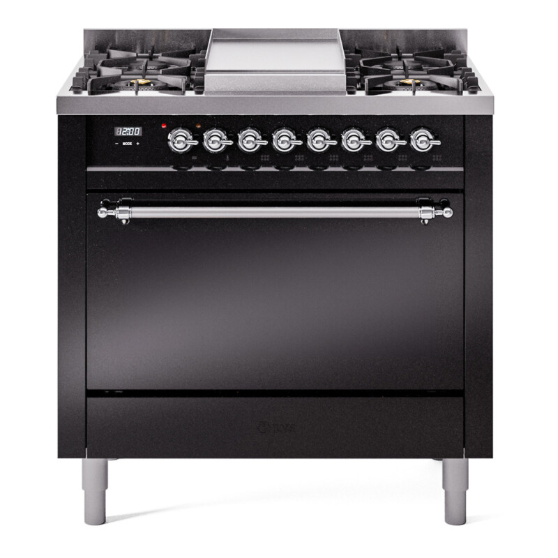 Nostalgie II 36 inch Dual Fuel Range with 6 Burners and Griddle UP36FQNMPBKCLP