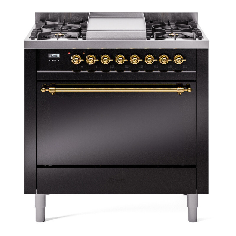 Nostalgie II 36 inch Dual Fuel Range with 6 Burners and Griddle UP36FQNMPBKGLP