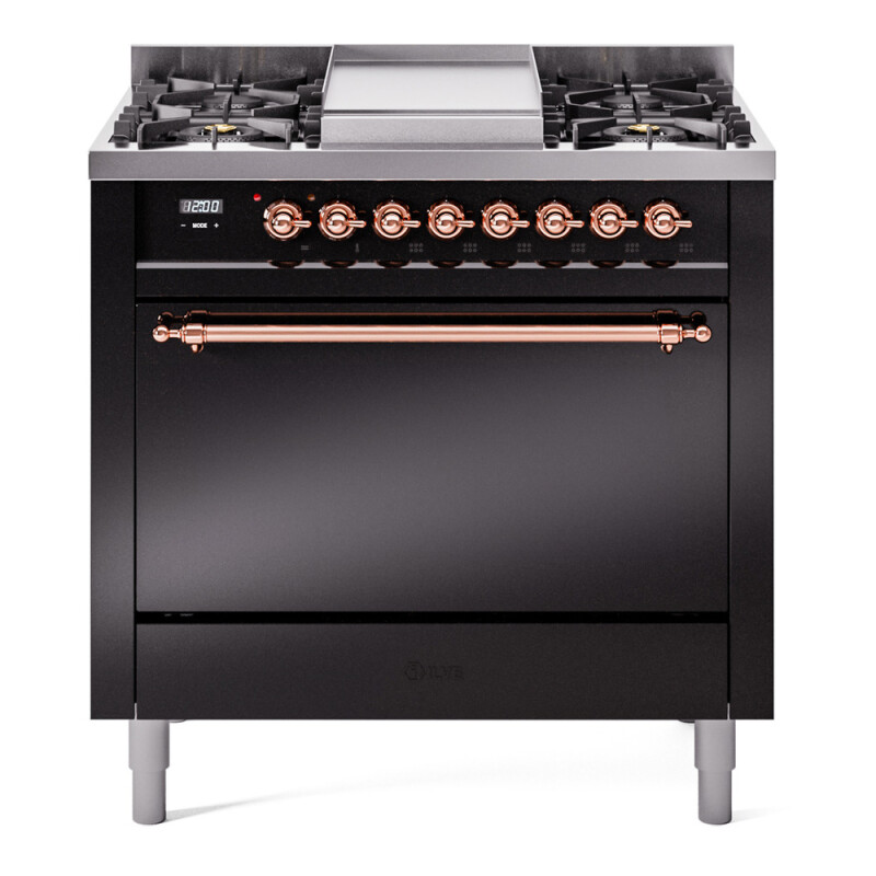 Nostalgie II 36 inch Dual Fuel Range with 6 Burners and Griddle UP36FQNMPBKPLP