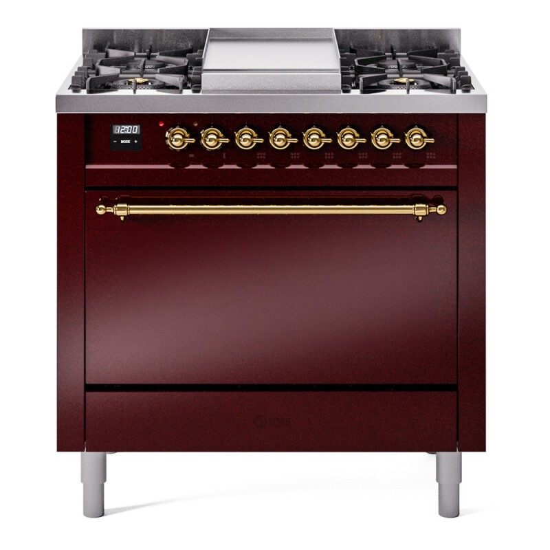 Nostalgie II 36 inch Dual Fuel Range with 6 Burners and Griddle UP36FQNMPBUGLP