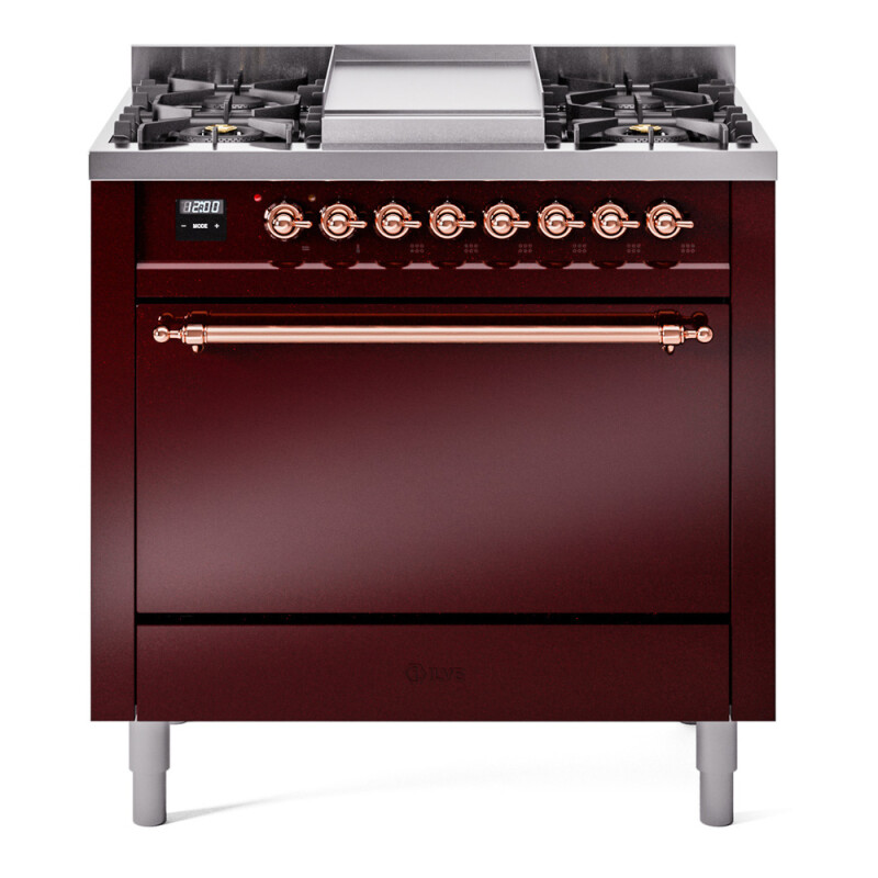 Nostalgie II 36 inch Dual Fuel Range with 6 Burners and Griddle UP36FQNMPBUPLP