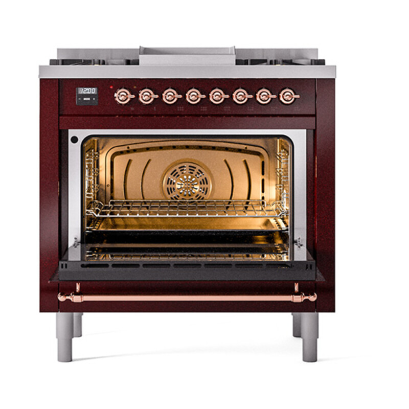 Nostalgie II 36 inch Dual Fuel Range with 6 Burners and Griddle UP36FQNMPBUPLP