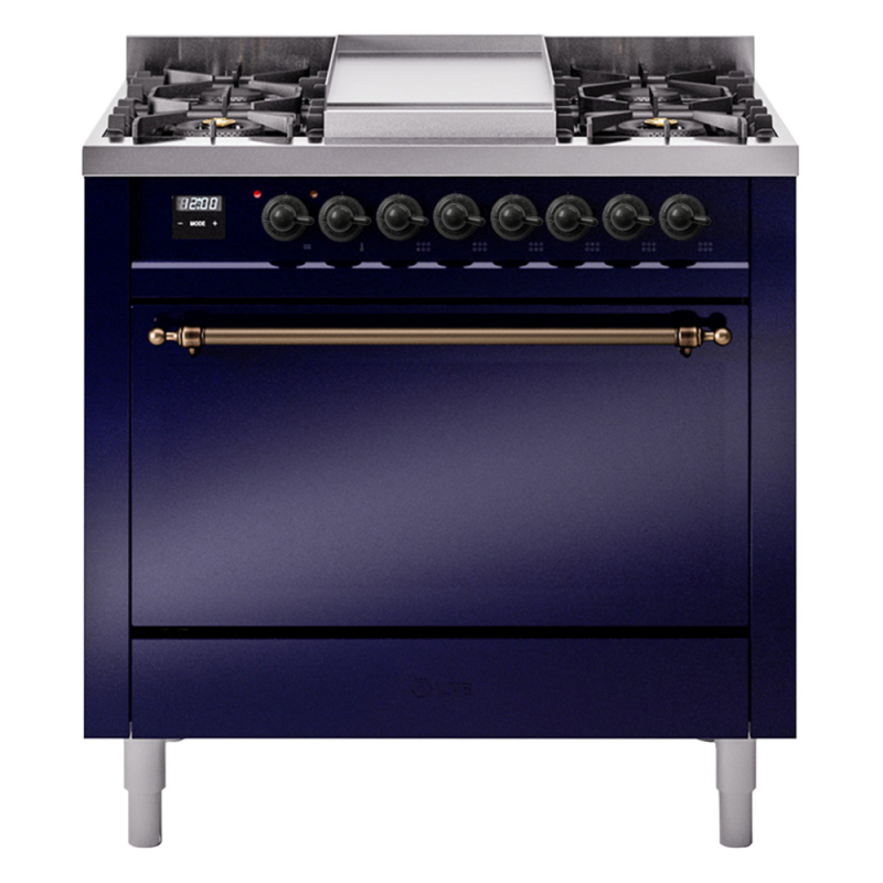 Nostalgie II 36 inch Dual Fuel Range with 6 Burners and Griddle UP36FQNMPMBBLP