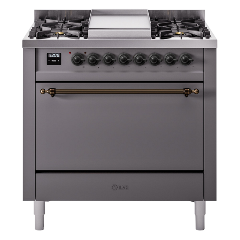 Nostalgie II 36 inch Dual Fuel Range with 6 Burners and Griddle UP36FQNMPMGBLP