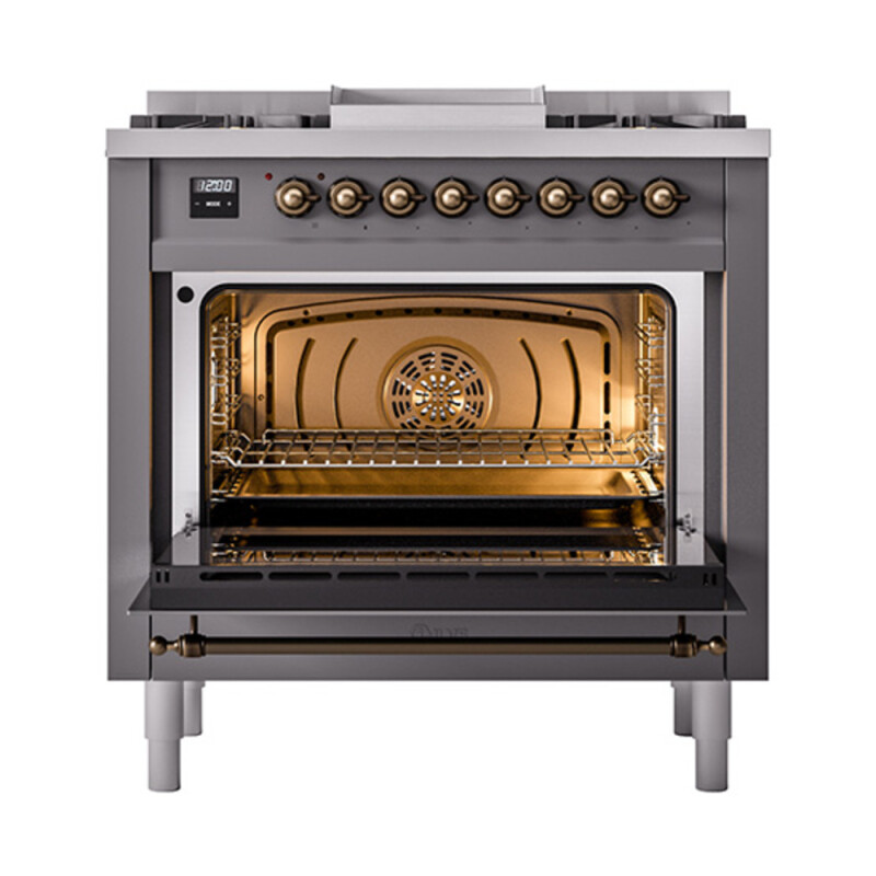 Nostalgie II 36 inch Dual Fuel Range with 6 Burners and Griddle UP36FQNMPMGBLP