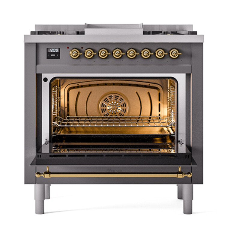Nostalgie II 36 inch Dual Fuel Range with 6 Burners and Griddle UP36FQNMPMGGLP