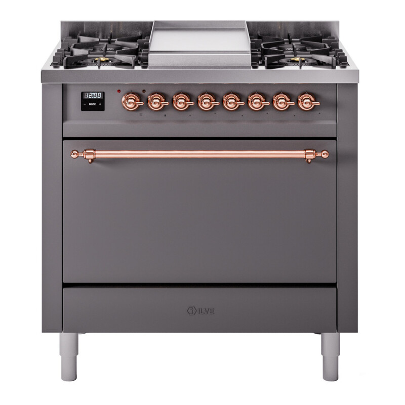 Nostalgie II 36 inch Dual Fuel Range with 6 Burners and Griddle UP36FQNMPMGPLP